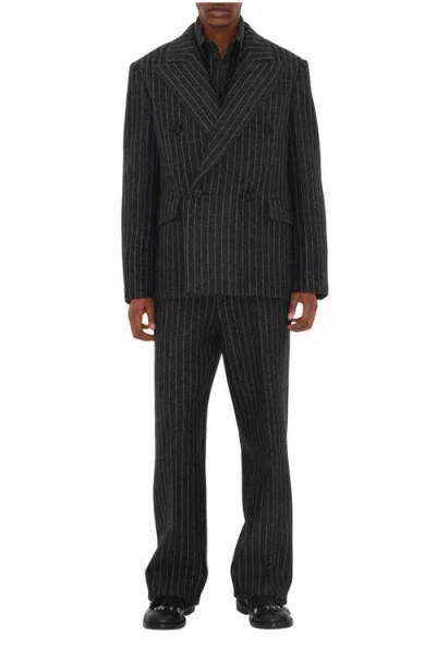 Burberry Pinstriped Wool Tailored Jacket