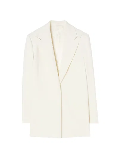 Burberry Pinstriped Wool Tailored Jacket In Neutral