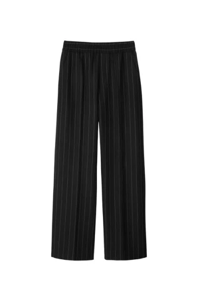 Burberry Pinstriped Wool Tailored Trousers In Coal/cobble
