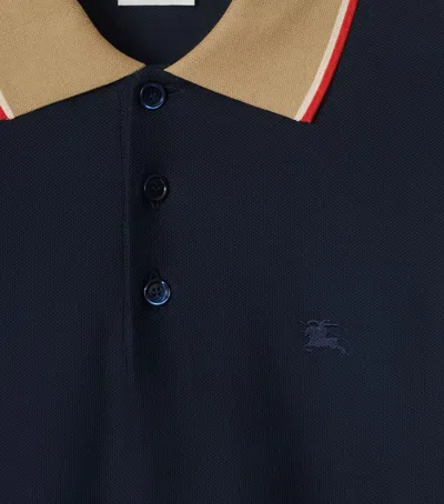 Burberry Piqué Cotton Logo Collar Polo Shirt In Blue