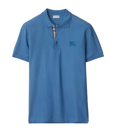 Burberry Piqué Cotton Polo Shirt In Blue