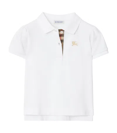Burberry Kids' Cotton Polo Shirt In White