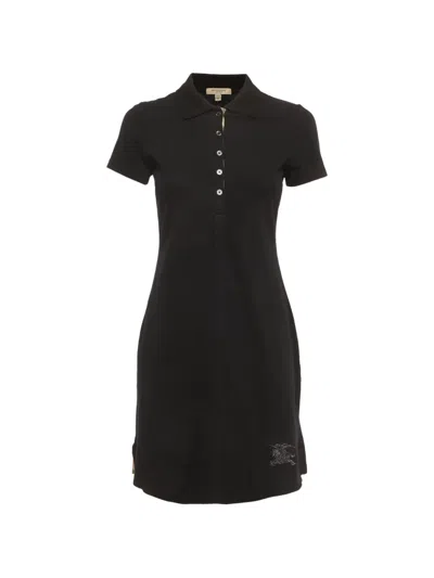 Pre-owned Burberry Piqué Polo Mini Dress In Black
