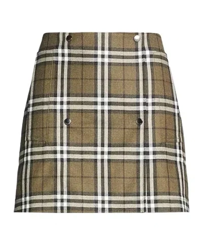 Burberry Plaid Apron Mini Skirt In Brown
