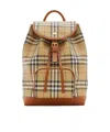 Burberry Check Drawstring Coated-cotton Backpack In Nude