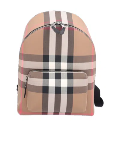 Burberry Plaid Backpack In Nude