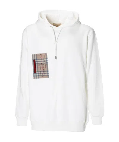 Burberry Plaid Bag Cotton Hoodie In White