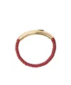 Burberry Leather Check Bracelet In Gold/rust