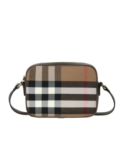 Burberry Plaid Camera Bag In Brown