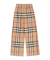 Burberry Check-pattern Flared Cotton Trousers In Nude