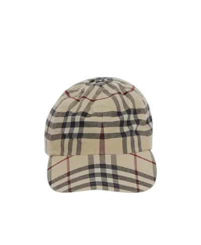 Burberry Plaid-check Cotton Cap In Nude