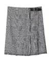 Burberry Plaid-check Fringed Miniskirt In Gray