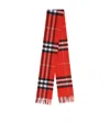 Burberry Cashmere Scarf With Fringed Hem And Plaid Pattern In Red