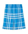 Burberry Plaid-check Print Shorts In Blue