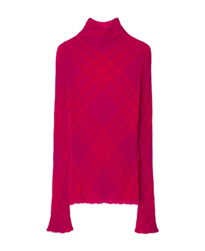 BURBERRY BURBERRY PLAID-CHECK HIGH-NECK RIBBED-KNIT JUMPER