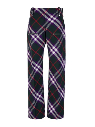 Burberry Plaid-check Straight-leg Trousers In Multicolour