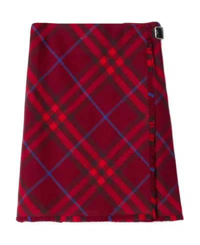 BURBERRY BURBERRY PLAID-CHECK PLEATED WRAP SKIRT