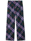 Burberry Check Print Trousers In Green
