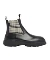 Burberry Checked Leather Chelsea Boots