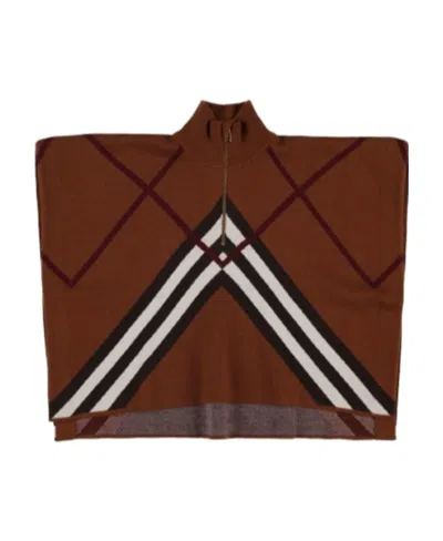 Burberry Plaid Cloak In Black