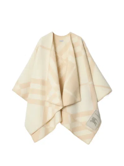 Burberry Cashmere And Silk Poncho Coat In Neutral