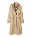 Burberry Plaid-collar Gabardine Trench Coat In Nude