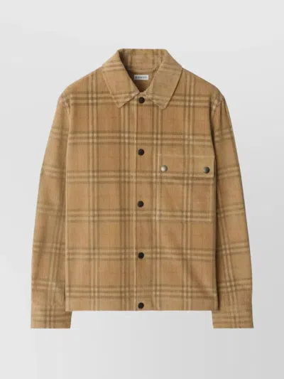 BURBERRY PLAID CORDUROY OVERSHIRT CHEST POCKET