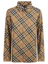 Burberry Plaid Cotton Shirt With Structured Collar In Brown