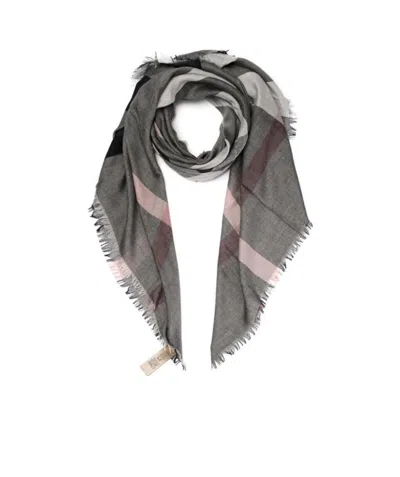 Burberry Plaid Detail Scarf In Multi