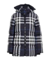 Burberry Plaid Down Jacket In Blue