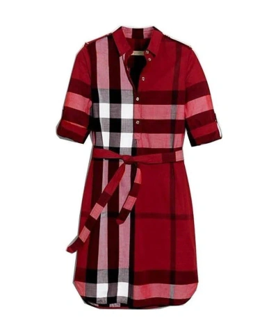 Burberry Plaid Dress In Red