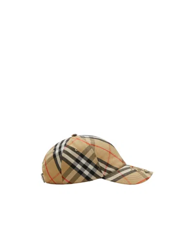 Burberry Plaid Hat In Nude