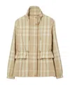Burberry Plaid High-necked Jacket In Nude