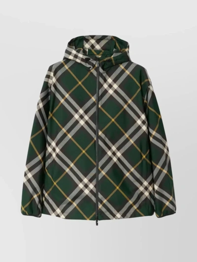 BURBERRY PLAID HOODED JACKET WITH DRAWCORD