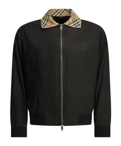 Burberry Embroidered Logo Cotton Jacket With Checkered Collar In Animal Print