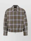 Burberry Plaid Jacket With Point Collar And Pockets In Brown