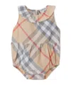 Burberry Baby Beige Check Cotton Bodysuit In Nude