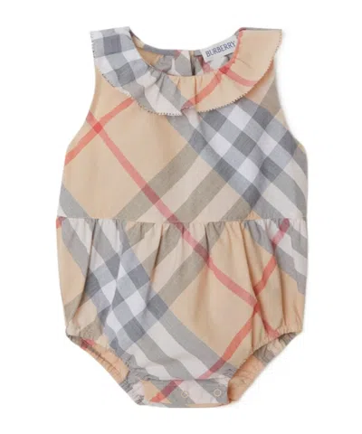 BURBERRY BURBERRY KIDS VINTAGE CHECK RUFFLED SLEEVELESS BODYSUIT