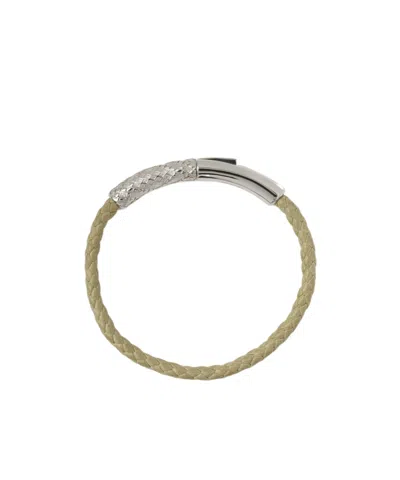 Burberry Plaid Leather Bracelet In Silver/artichoke