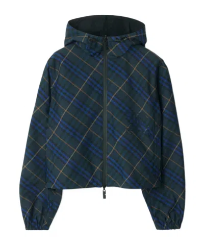 Burberry Plaid Long-sleeved Jacket In Midnight
