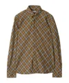 Burberry Button-down Collar Logo-embroidered Checked Cotton-flannel Shirt In Green