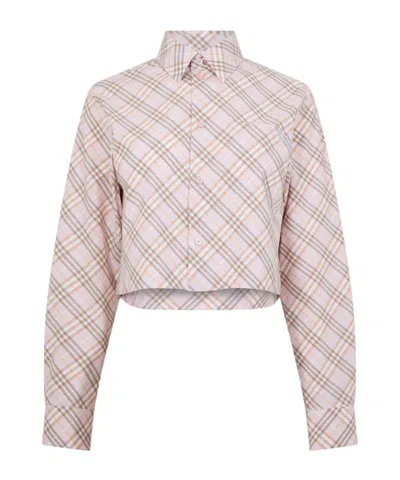 Burberry Plaid Long-sleeve Shirt In Nude