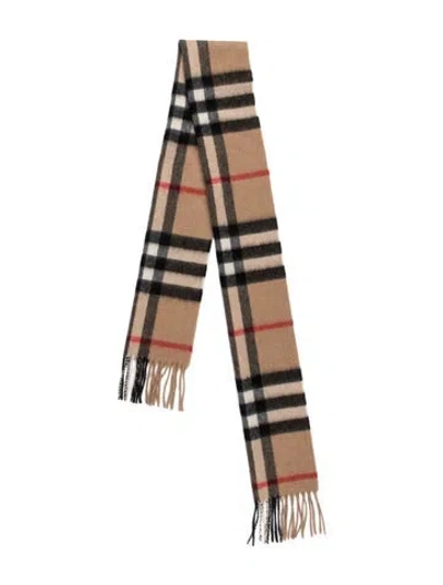 Pre-owned Burberry Kids' Plaid Motif Scarf In Neutrals