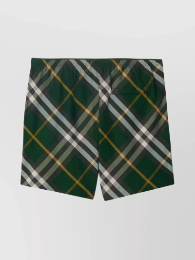 BURBERRY PLAID PATTERN BEACH SHORTS WITH BACK POCKET