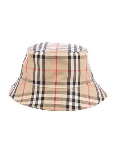 Pre-owned Burberry Plaid Pattern Bucket Hat In Neutrals
