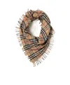 Burberry Plaid-pattern Cashmere Scarf In Nude