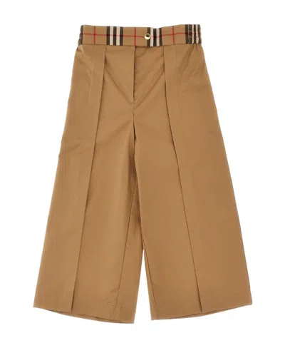 Burberry Plaid-pattern Cotton Trousers In Brown