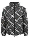 Burberry Khaki Check Reversible Down Jacket In Gray