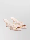 Burberry Beige Check Linen Mule Sandals With 6.5 Cm Heel Lf Mews 65 Chk 162393