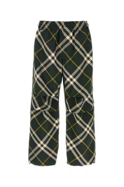 Burberry Plaid Polyester Trousers In Metallic